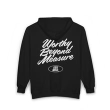Load image into Gallery viewer, Worthy Beyond Measure Zip Hoodie - Black