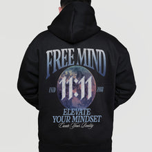 Load image into Gallery viewer, Free Mind 11:11 Hoodie – Elevate Your Mindset, Create Your Reality - Black