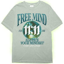 Load image into Gallery viewer, Free Mind 11:11 T-Shirt – Elevate Your Mindset, Create Your Reality - Bay Green