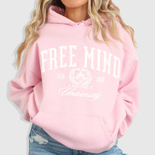 Load image into Gallery viewer, Free Mind University Hoodie – Baby Pink