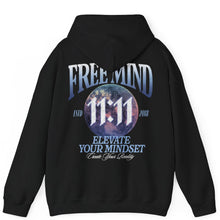 Load image into Gallery viewer, Free Mind 11:11 Hoodie – Elevate Your Mindset, Create Your Reality - Black