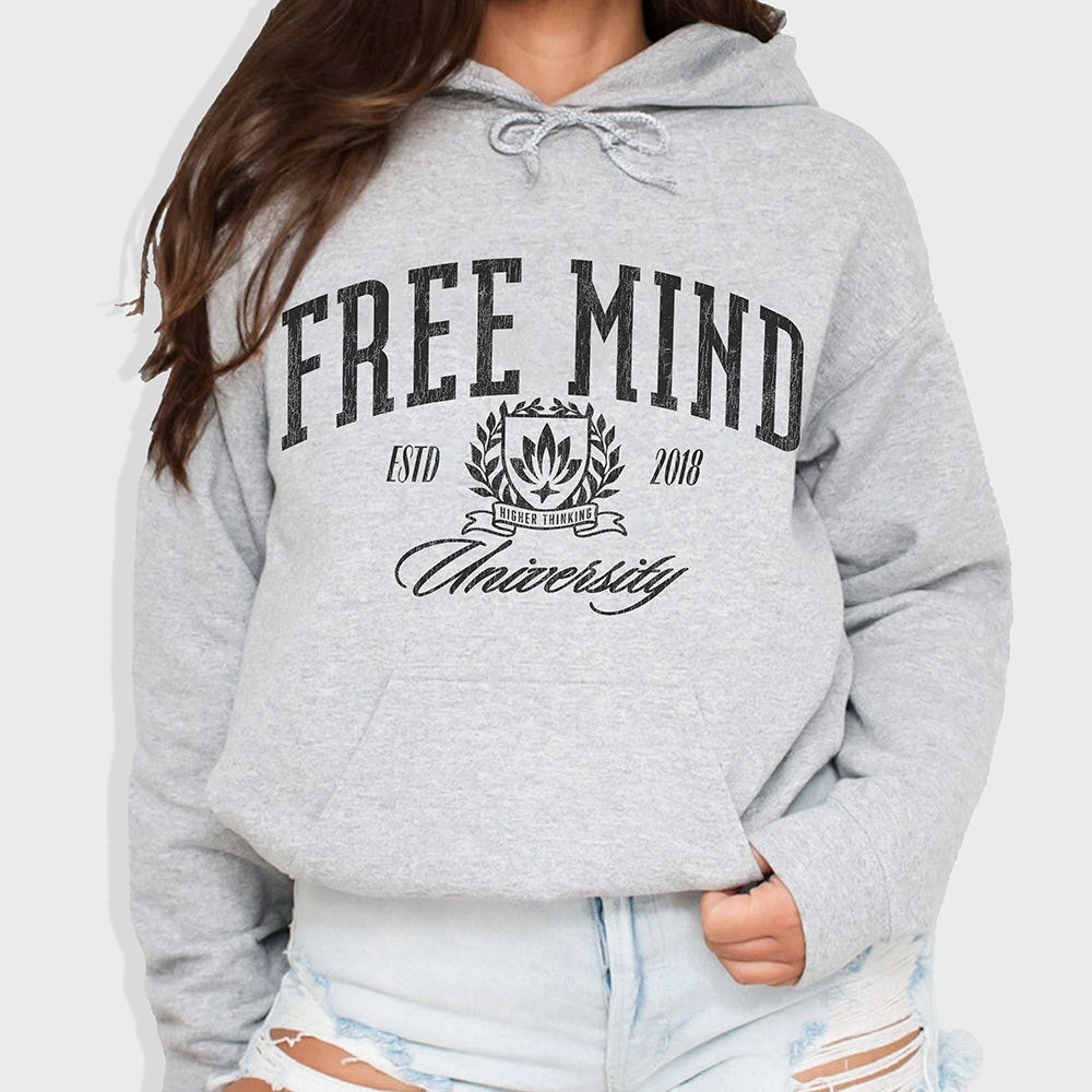 Free Mind University Hoodie – Ash