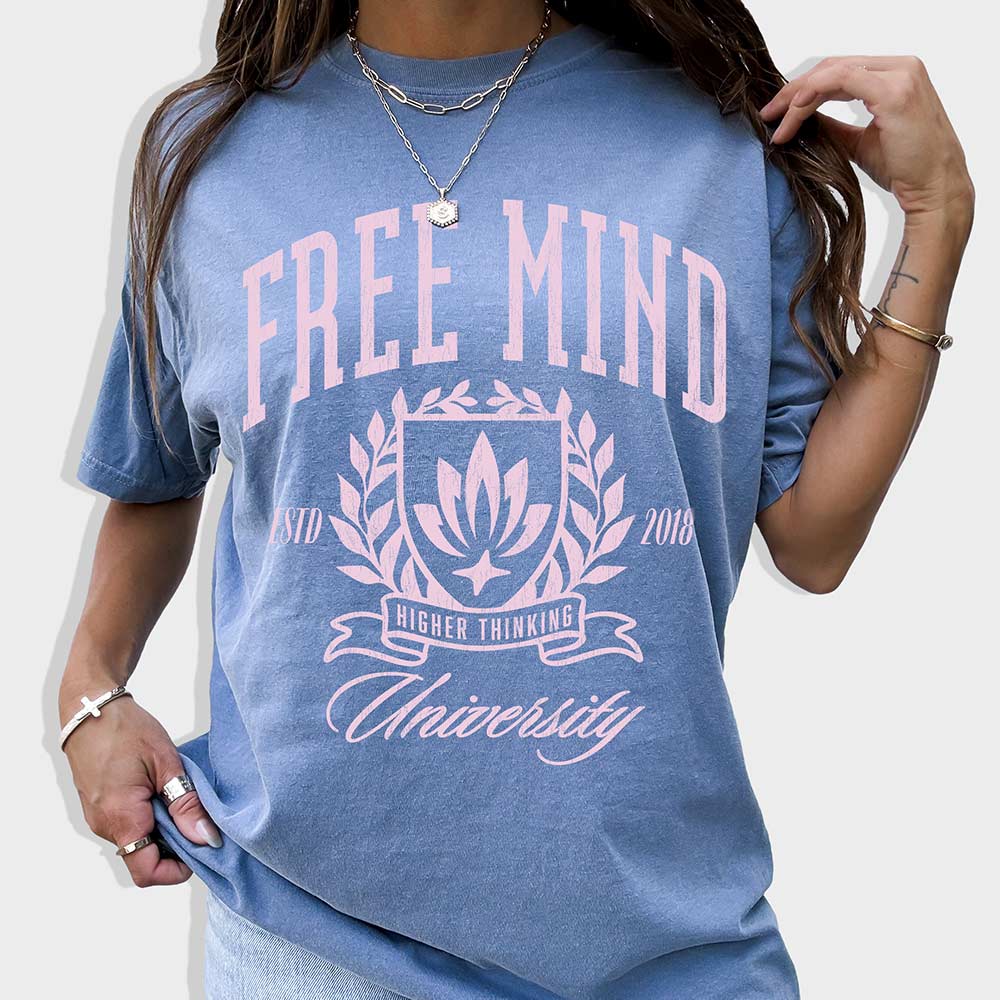 Free Mind University T-Shirt – Blue Jean