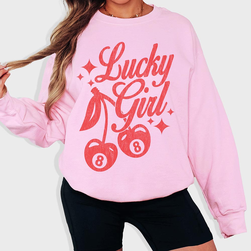Lucky Girl Sweatshirt – Light Pink