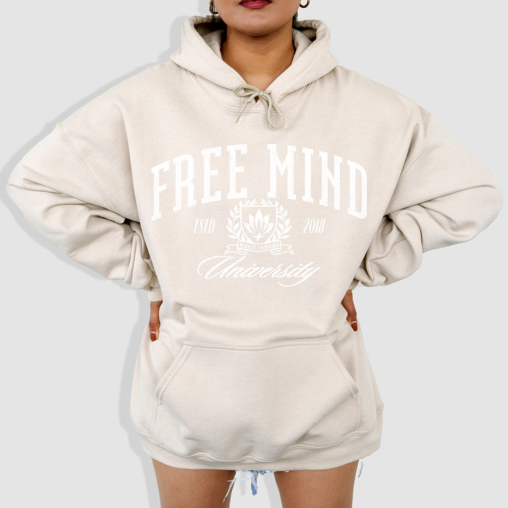 Free Mind University Hoodie – Sand