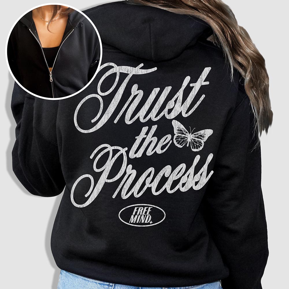 Trust The Process Zip Hoodie - Black