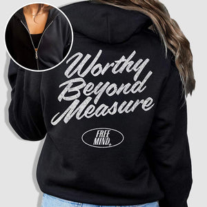 Worthy Beyond Measure Zip Hoodie - Black