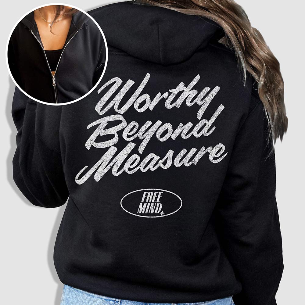 Worthy Beyond Measure Zip Hoodie - Black